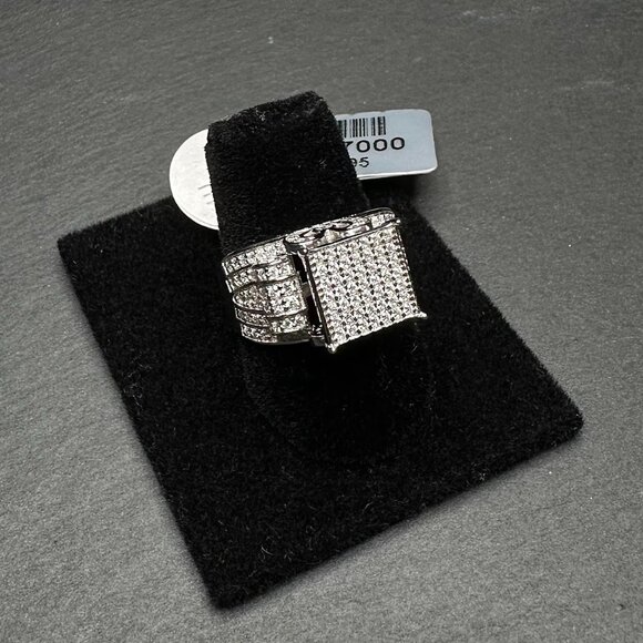 1.16 CT VVS Moissanite 925 Silver Pave Cluster Engagement Ring Size 7 - Picture 1 of 4